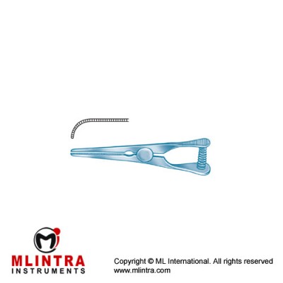Mini-Glover Vena Atrauma Bulldog Clamp Strongly Curved Titanium, 50 mm Jaw Length 23 mm